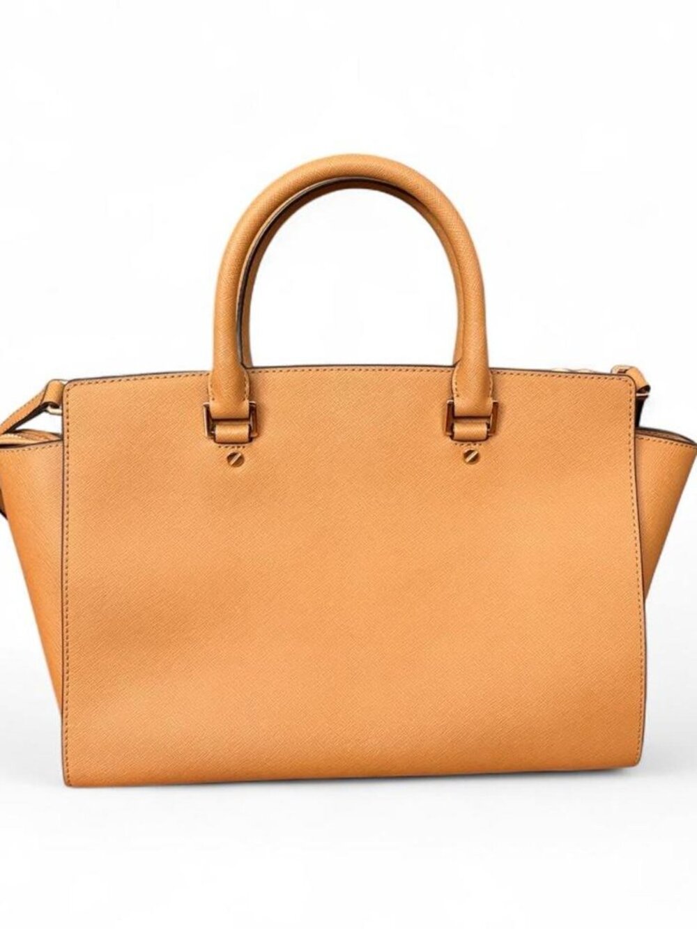 Michael Kors Selma Large Saffiano Leather Satchel Camel/Tan - Picture 2 of 6